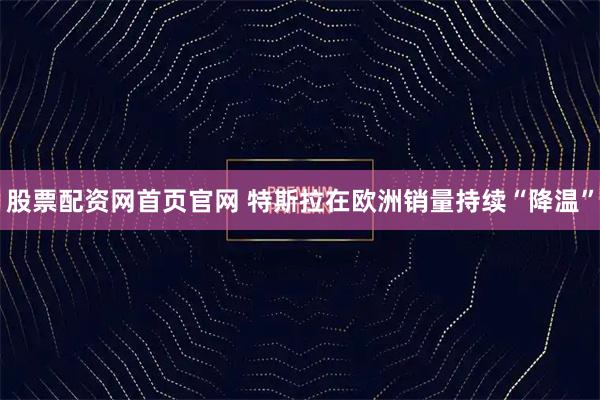 股票配资网首页官网 特斯拉在欧洲销量持续“降温”